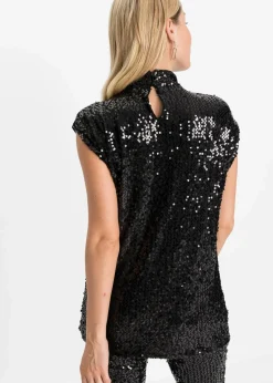 bonprix Shirts & Tops^Top mit Pailletten schwarz