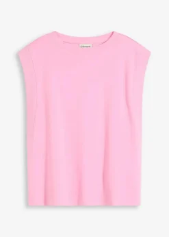 bonprix Shirts & Tops^Top mit Ripp-Einsatz am Ärmel rosa