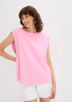 bonprix Shirts & Tops^Top mit Ripp-Einsatz am Ärmel rosa