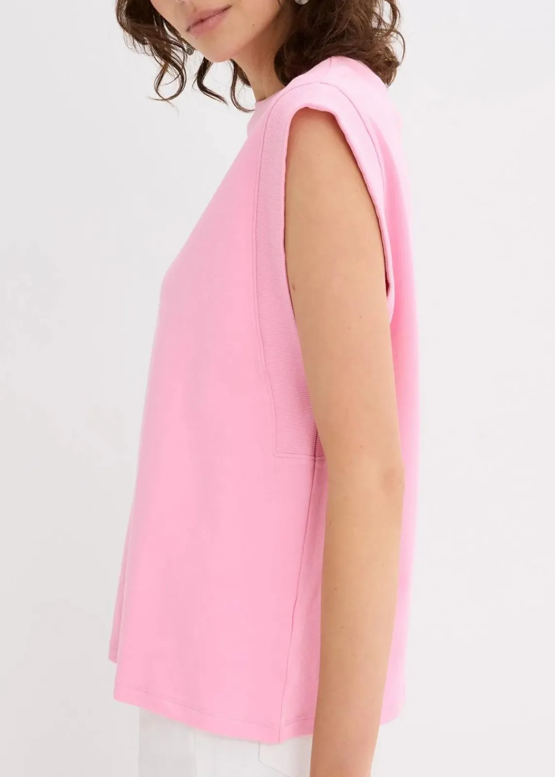 bonprix Shirts & Tops^Top mit Ripp-Einsatz am Ärmel rosa
