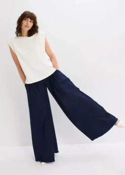 bonprix Shirts & Tops^Top mit Ripp-Einsatz am Ärmel wollweiß