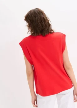 bonprix Shirts & Tops^Top mit Ripp-Einsatz am Ärmel erdbeere