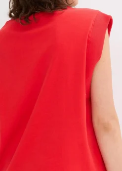 bonprix Shirts & Tops^Top mit Ripp-Einsatz am Ärmel erdbeere