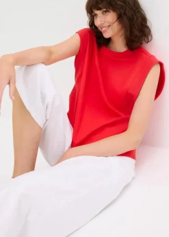 bonprix Shirts & Tops^Top mit Ripp-Einsatz am Ärmel erdbeere