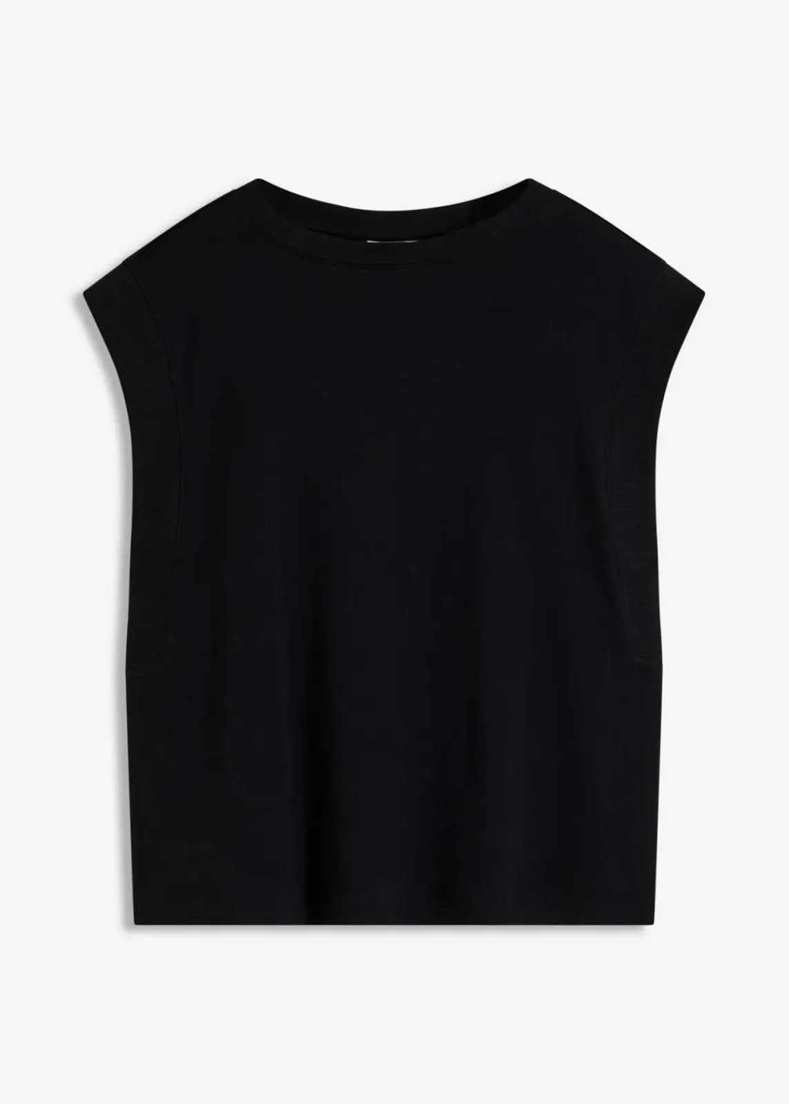 bonprix Shirts & Tops^Top mit Ripp-Einsatz am Ärmel schwarz