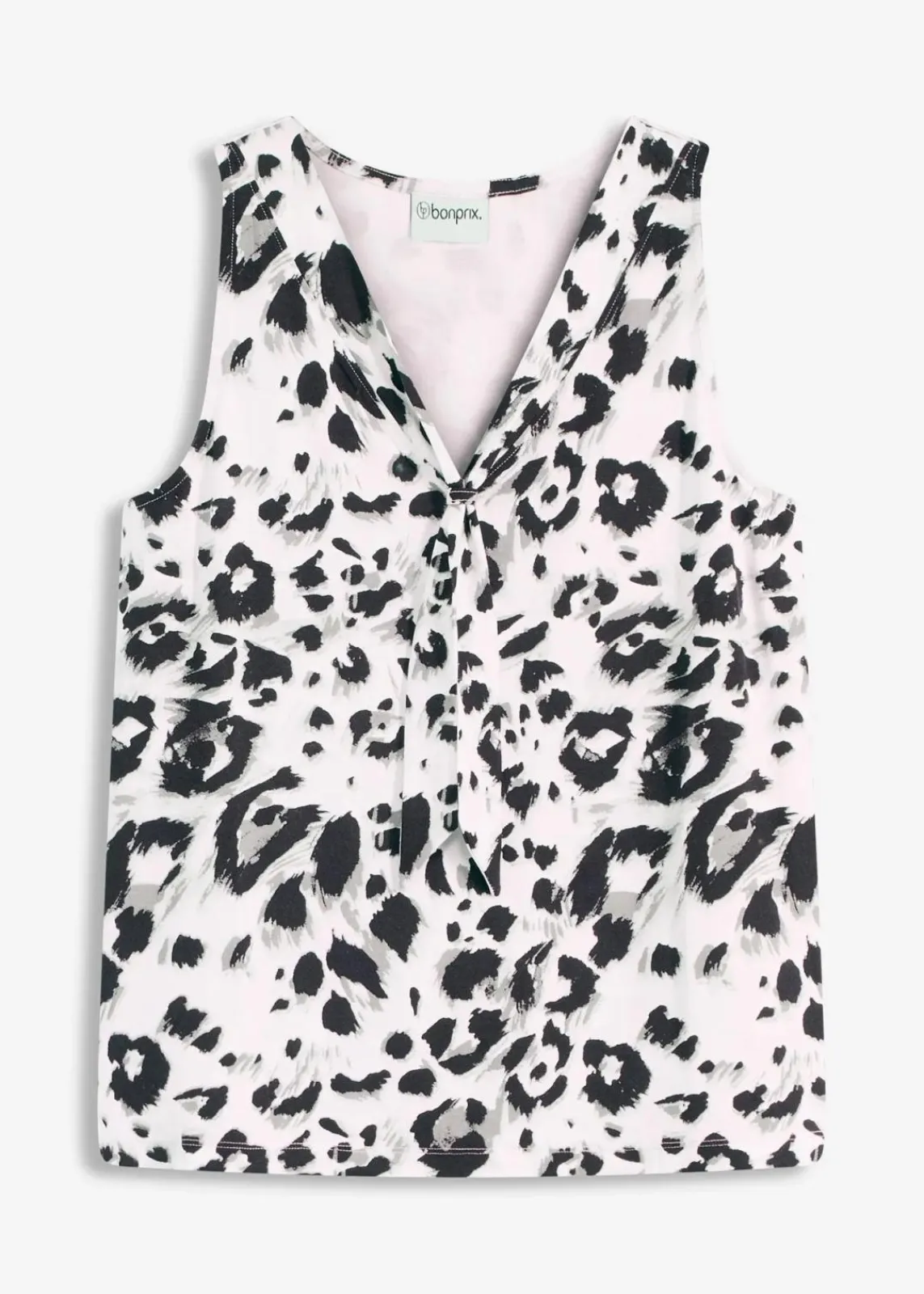 bonprix Shirts & Tops^Top mit Schluppe weiß/schwarz/taupe/beige leo bedruckt