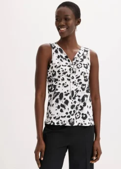 bonprix Shirts & Tops^Top mit Schluppe weiß/schwarz/taupe/beige leo bedruckt