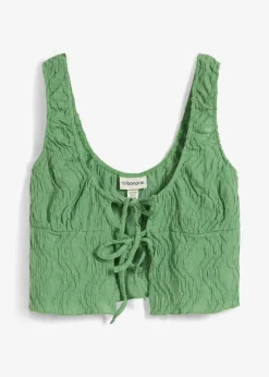 bonprix Shirts & Tops^Top mit Schnürung in Struktur Optik efeugrün