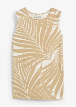 bonprix Shirts & Tops|Nachhaltigere Materialien^Top mit seitlichen Schlitzen wollweiß/new beige bedruckt
