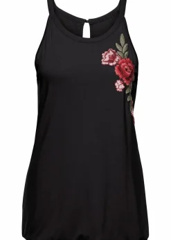bonprix Shirts & Tops|Nachhaltigere Materialien^Top mit Stickerei schwarz