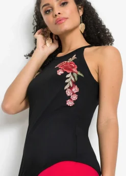 bonprix Shirts & Tops|Nachhaltigere Materialien^Top mit Stickerei schwarz