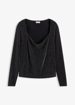bonprix Shirts & Tops^Top mit Wasserfallausschnitt schwarz
