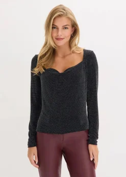 bonprix Shirts & Tops^Top mit Wasserfallausschnitt schwarz