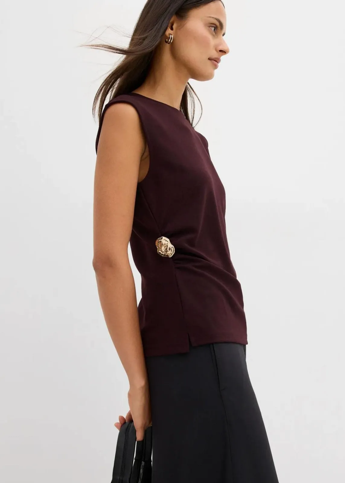 bonprix Shirts & Tops^Top mit Zierschnalle aus Crepe weinrot