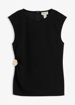 bonprix Shirts & Tops^Top mit Zierschnalle aus Crepe schwarz