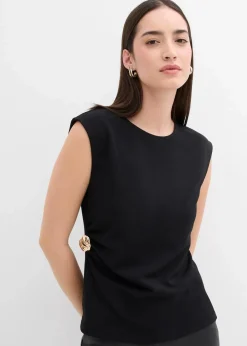 bonprix Shirts & Tops^Top mit Zierschnalle aus Crepe schwarz