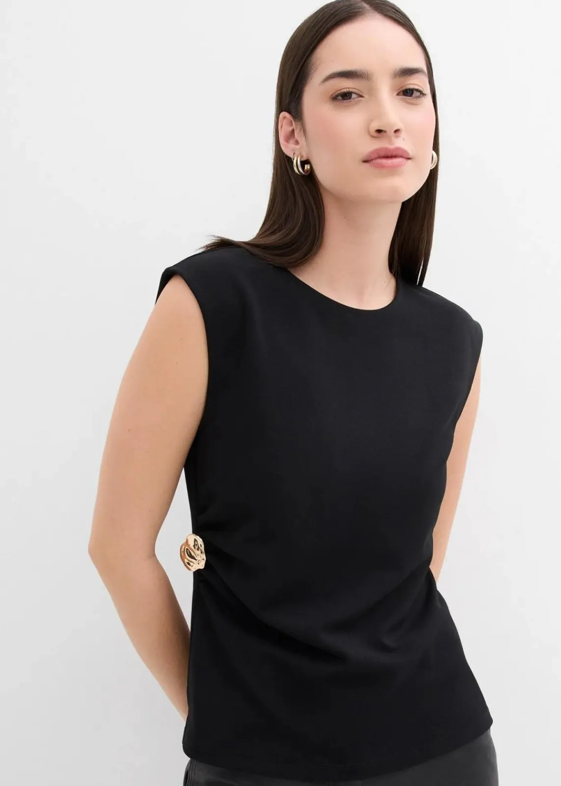 bonprix Shirts & Tops^Top mit Zierschnalle aus Crepe schwarz