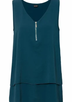 bonprix Shirts & Tops|Blusen & Tuniken^Top mit Zipper aus nachhaltige Viskose blaupetrol