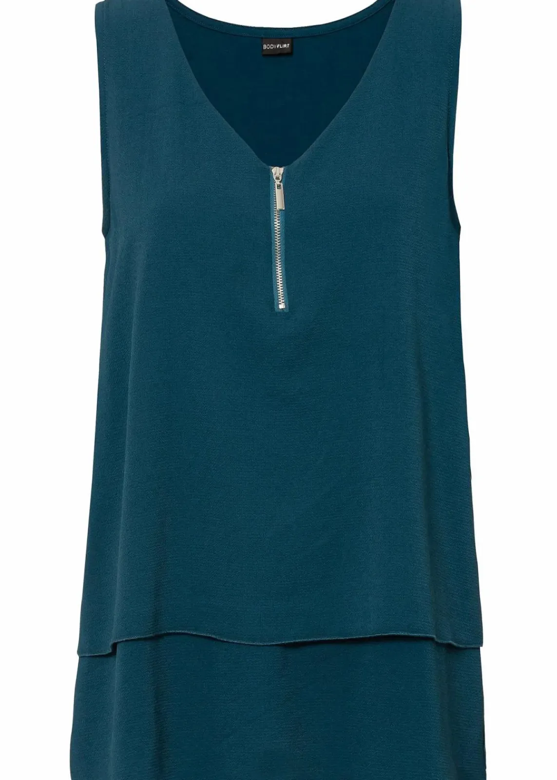 bonprix Shirts & Tops|Blusen & Tuniken^Top mit Zipper aus nachhaltige Viskose blaupetrol