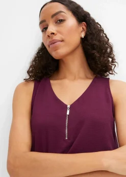 bonprix Shirts & Tops|Blusen & Tuniken^Top mit Zipper aus nachhaltige Viskose holunderbeere