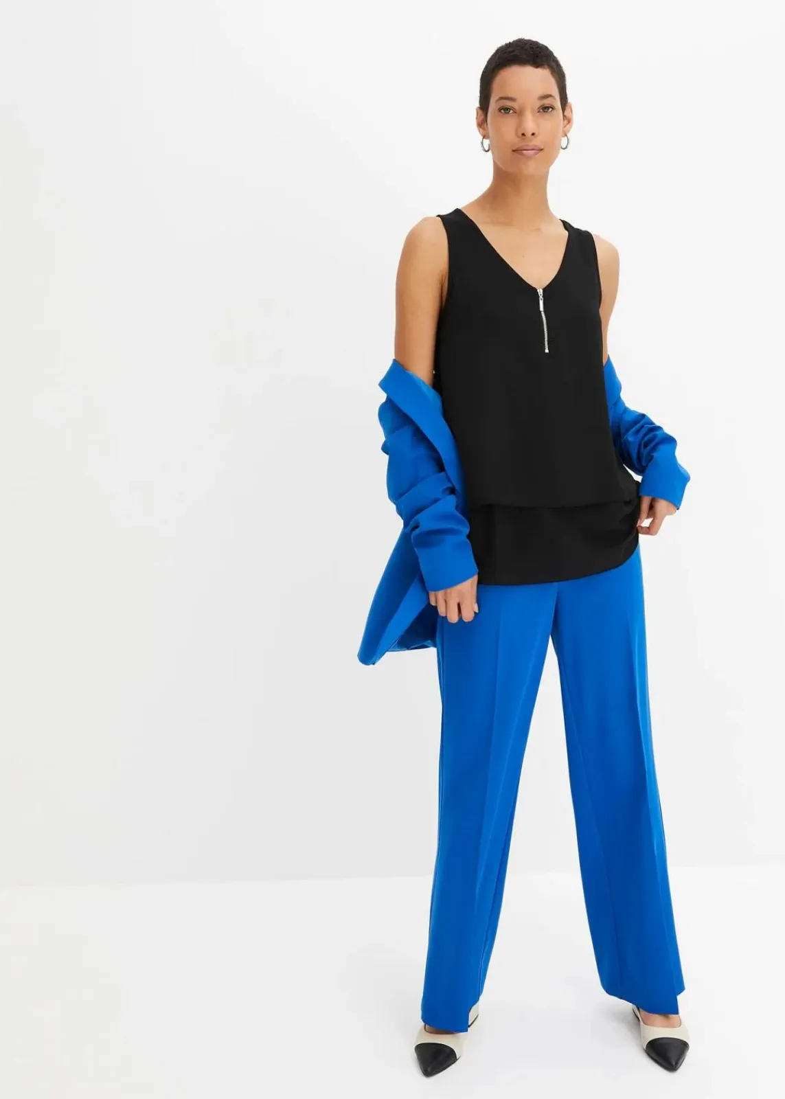 bonprix Blusen & Tuniken|Shirts & Tops^Top mit Zipper aus nachhaltige Viskose schwarz