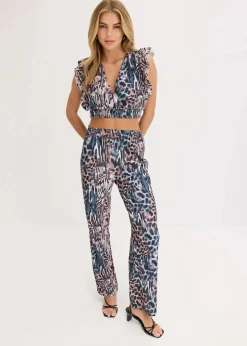 bonprix Bekleidung·Kleider|Zweiteiler & Sets^Top und Hose (2-tlg.Set) blau gemustert