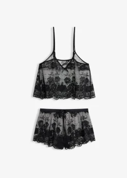 bonprix Wäsche·Corsagen & Negligés|Wäsche·Dessous^Top+Shorty (2-tlg.Set) schwarz
