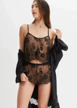 bonprix Wäsche·Corsagen & Negligés|Wäsche·Dessous^Top+Shorty (2-tlg.Set) schwarz