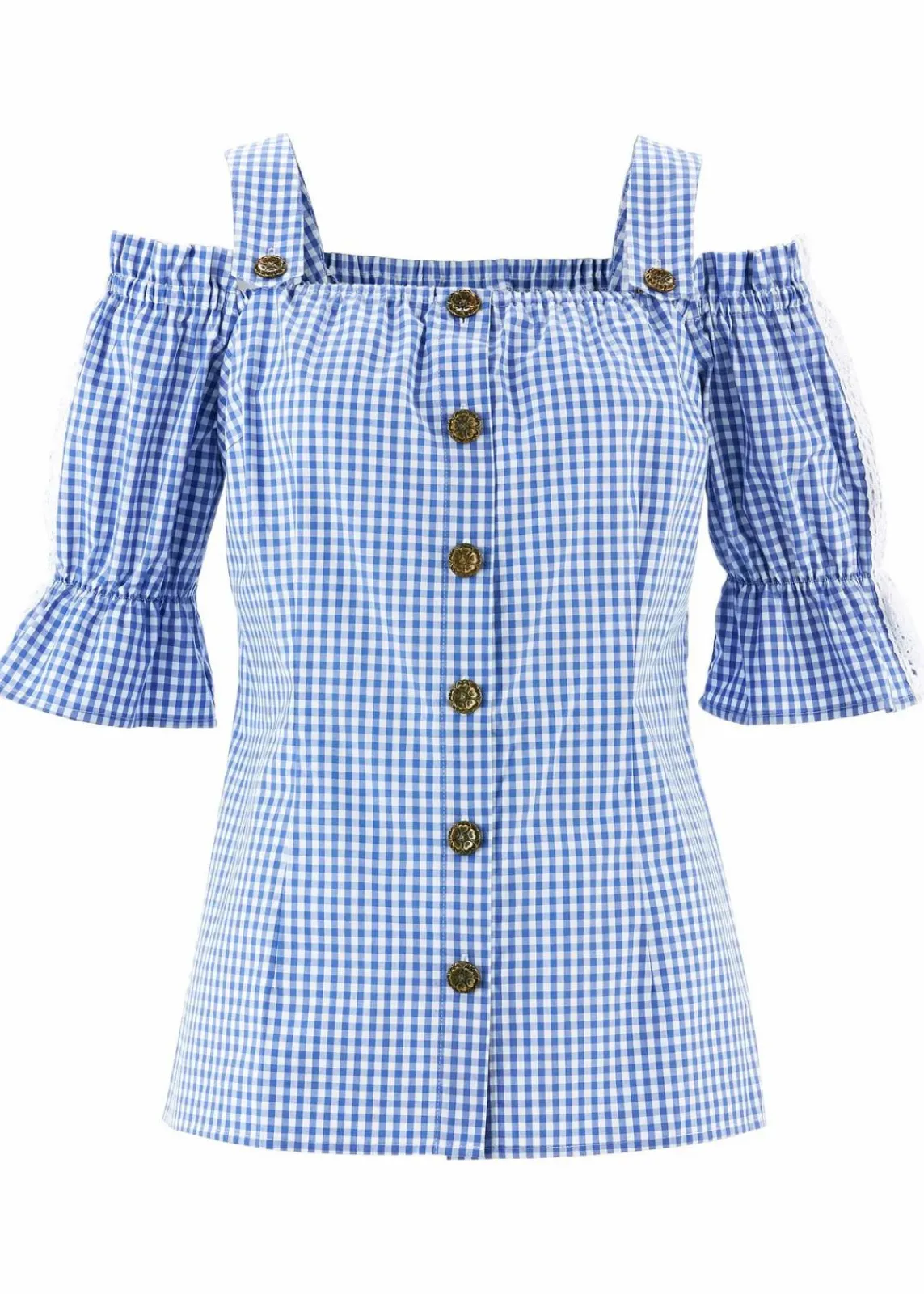 bonprix Bekleidung·Jacken & Mäntel|Blusen & Tuniken^Trachtenbluse mit halbem Arm himmelblau/weiß kariert