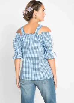 bonprix Bekleidung·Jacken & Mäntel|Blusen & Tuniken^Trachtenbluse mit halbem Arm himmelblau/weiß kariert