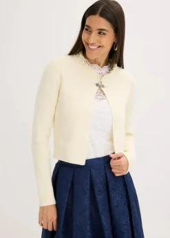 bonprix Bekleidung·Jeans|Pullover & Strickjacken^Trachten-Strickjacke cremeweiß