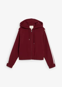 bonprix Bekleidung·Hosen|Zweiteiler & Sets^Trainingsjacke mit sportivem Streifen ahornrot/weiß