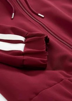 bonprix Bekleidung·Hosen|Zweiteiler & Sets^Trainingsjacke mit sportivem Streifen ahornrot/weiß