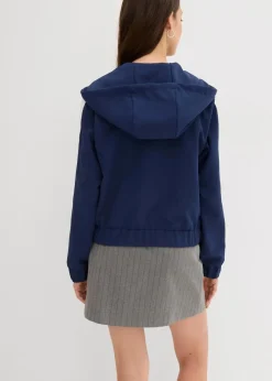 bonprix Jacken & Mäntel|Zweiteiler & Sets^Trainingsjacke mit sportivem Streifen dunkelblau/weiß