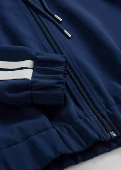 bonprix Jacken & Mäntel|Zweiteiler & Sets^Trainingsjacke mit sportivem Streifen dunkelblau/weiß