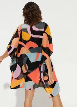 bonprix Strandmode|Kleider^Transparente Strand Tunika schwarz graphisch
