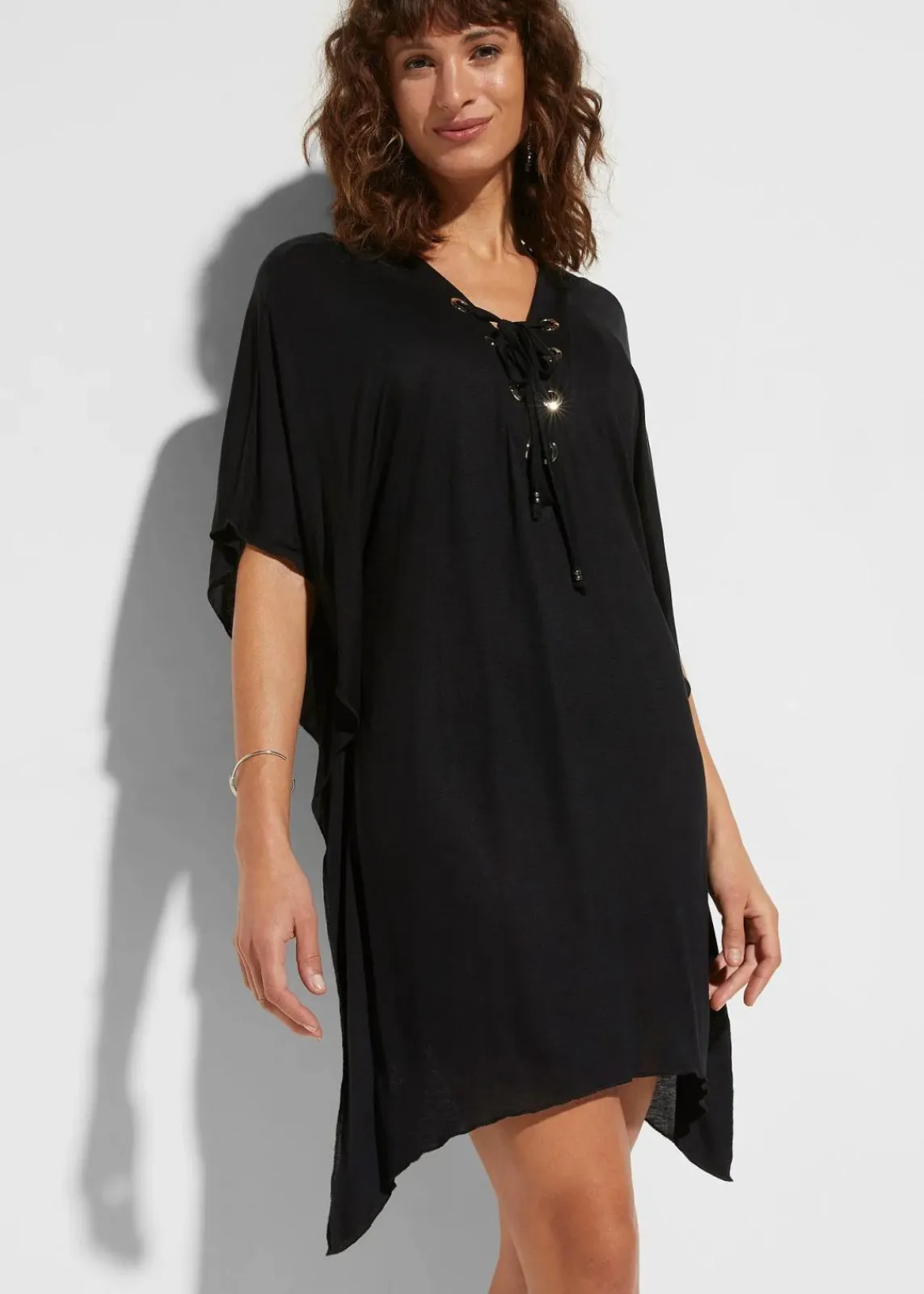 bonprix Strandmode|Bademode·Strandmode^Transparente Strand Tunika aus Viskose schwarz