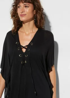 bonprix Strandmode|Bademode·Strandmode^Transparente Strand Tunika aus Viskose schwarz