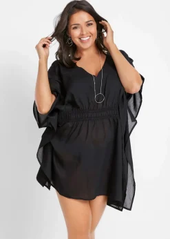 bonprix Strandmode|Bademode·Strandmode^Transparente Strandtunika mit V-Ausschnitt schwarz