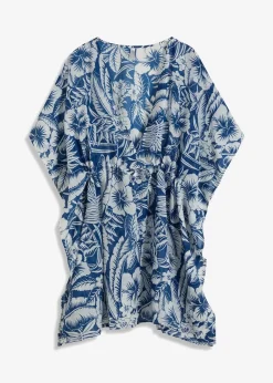 bonprix Strandmode|Bademode·Strandmode^Transparente Strandtunika blau / weiss floral