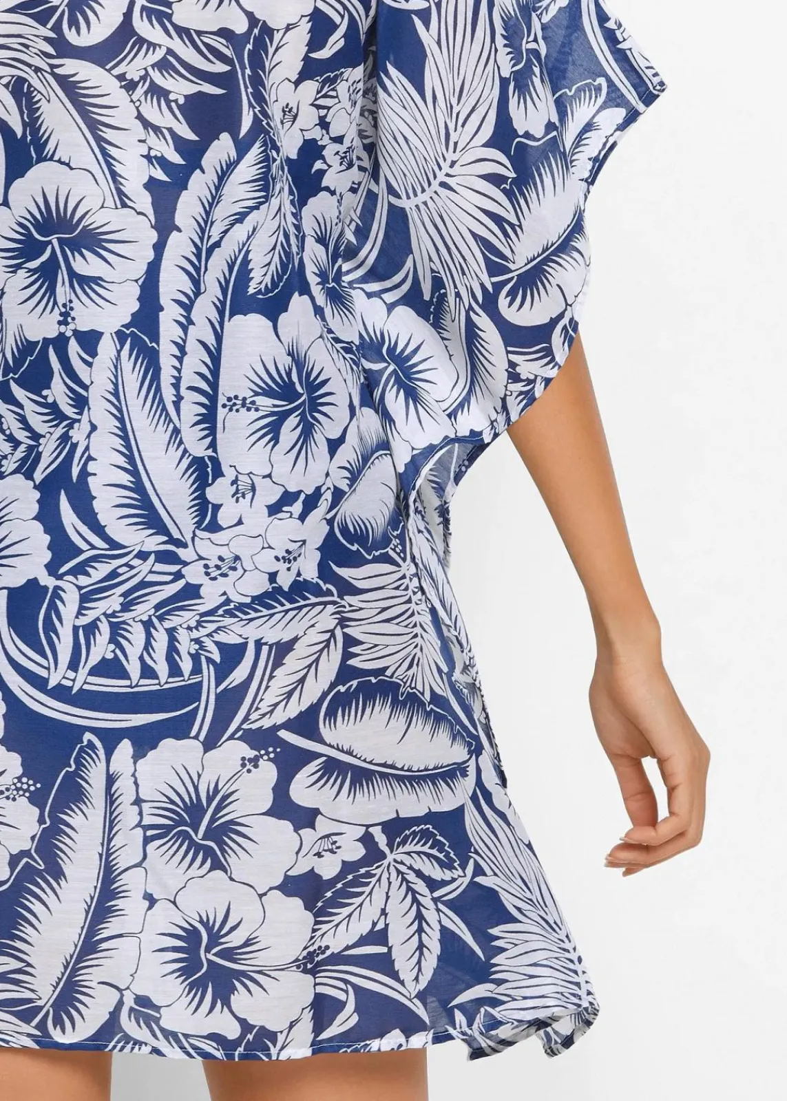 bonprix Strandmode|Bademode·Strandmode^Transparente Strandtunika blau / weiss floral