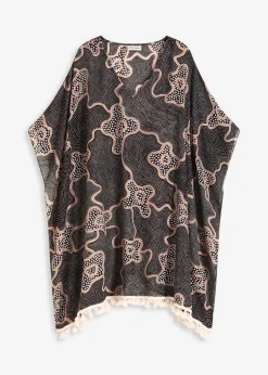 bonprix Strandmode|Bademode·Strandmode^Transparente Strandtunika schwarz/beige bedruckt