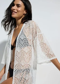 bonprix Strandmode|Bademode·Strandmode^Transparenter Strandkimono weiß