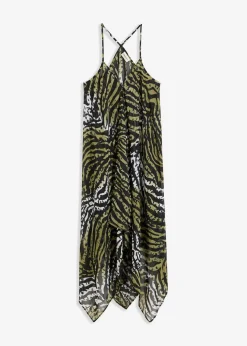 bonprix Strandmode|Bademode·Strandmode^Transparentes Strand Maxikleid aus leichtem Chiffon zebra olivgrün