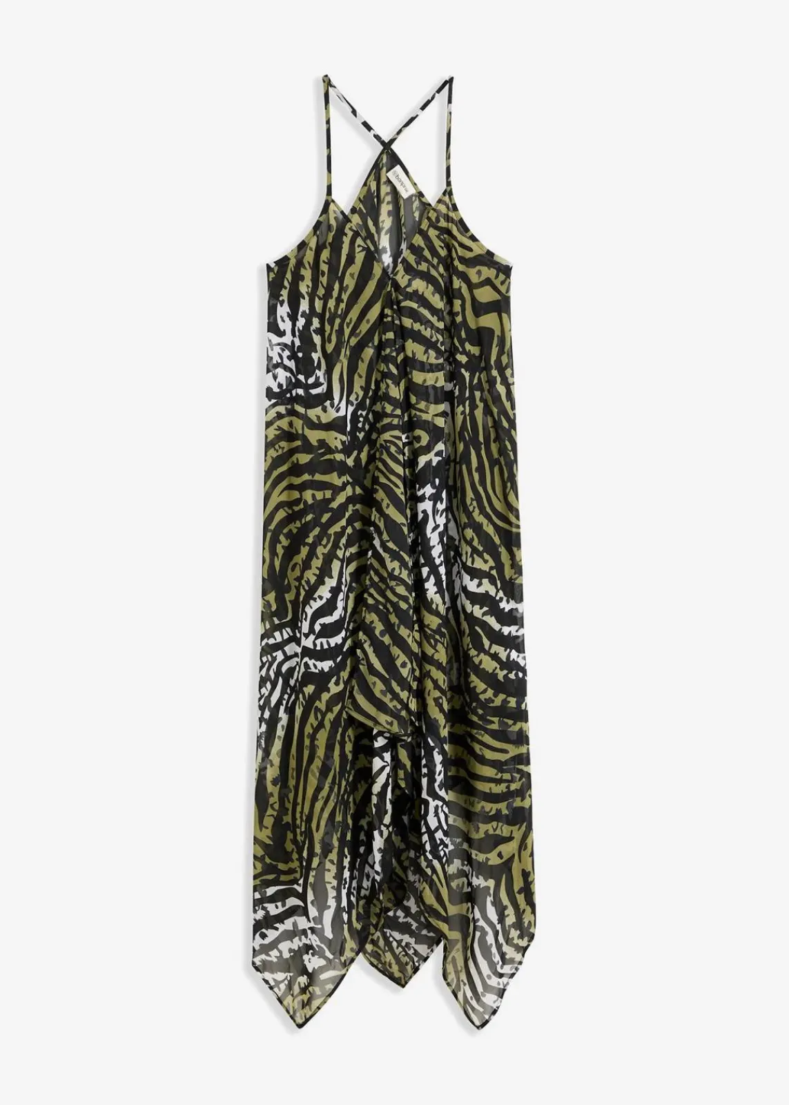 bonprix Strandmode|Bademode·Strandmode^Transparentes Strand Maxikleid aus leichtem Chiffon zebra olivgrün