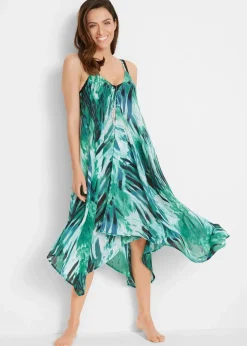 bonprix Strandmode|Bademode·Strandmode^Transparentes Strand Maxikleid aus leichtem Chiffon grün/türkis graphisch