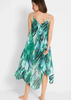 bonprix Strandmode|Bademode·Strandmode^Transparentes Strand Maxikleid aus leichtem Chiffon grün/türkis graphisch