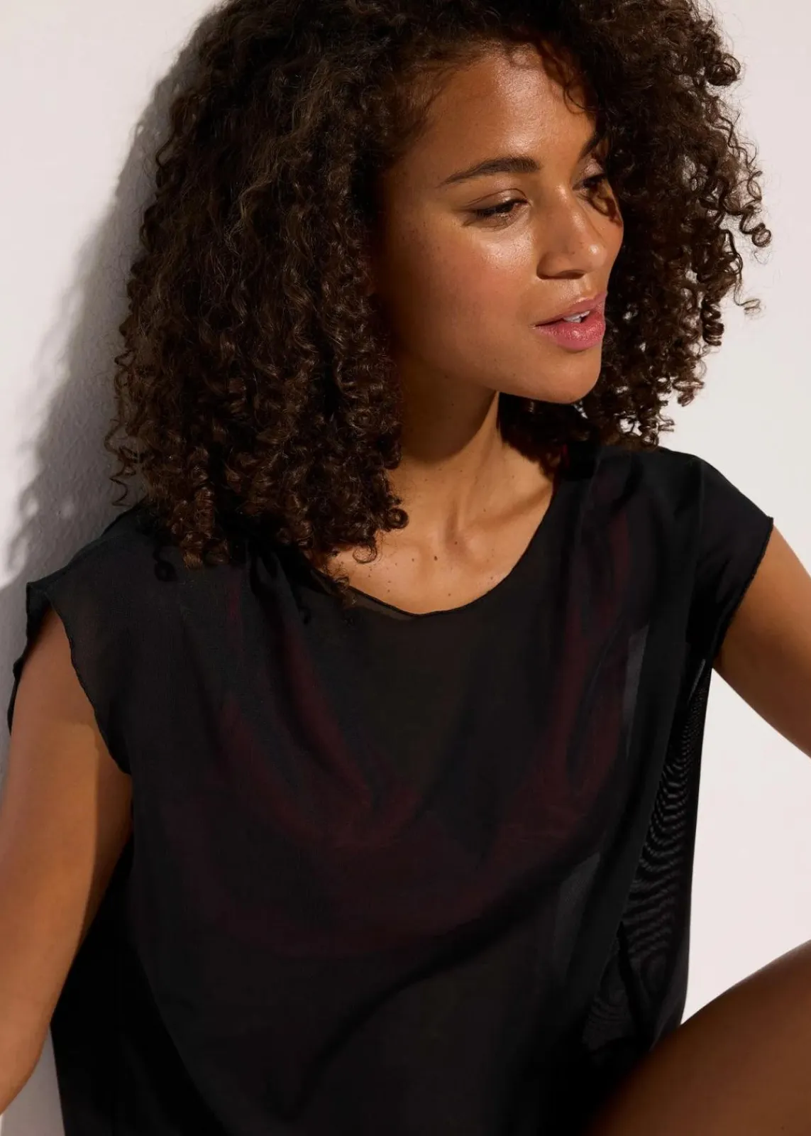 bonprix Strandmode|Bademode·Strandmode^Transparentes Strandhirt mit Kapuze schwarz