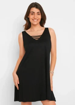 bonprix Strandmode|Nachhaltigere Materialien^Transparentes Strandkleid aus Viskose schwarz