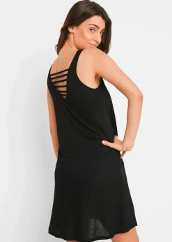 bonprix Strandmode|Nachhaltigere Materialien^Transparentes Strandkleid aus Viskose schwarz
